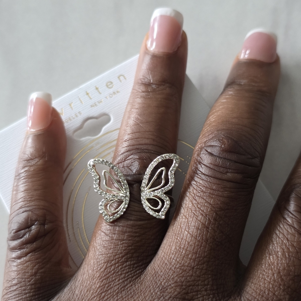 Unwritten Elegant Silver Butterfly Ring Size 9 Women New